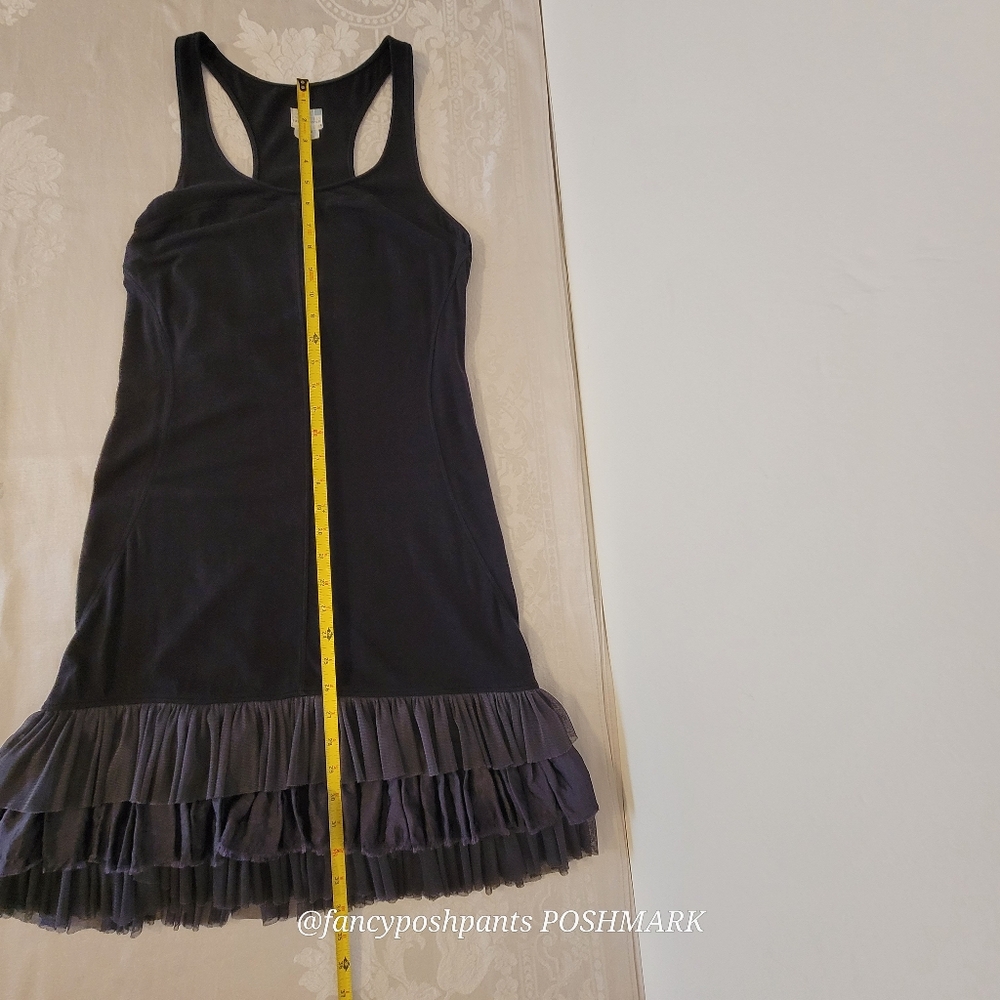 FREE PEOPLE cotton tiered ruffle bodycon stretch party dress black racer back - Picture 3 of 16